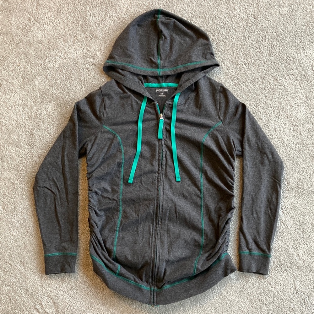 Motherhood Maternity zip up hoodie- gray- size small